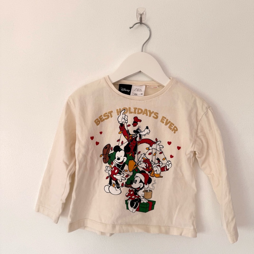 Zara x Disney Festive Holiday Long Sleeve Shirt size 2/3